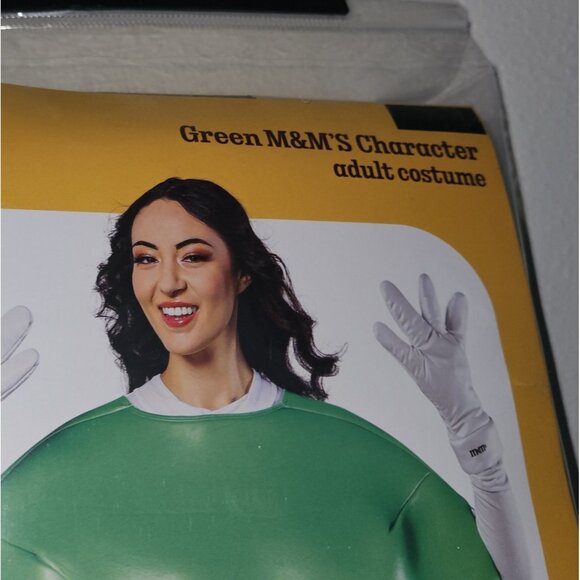 NEW Green M&M's Character Halloween Costume Adult Women's One Size Tunic Gloves - Picture 3 of 5